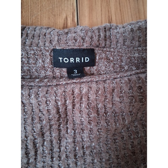Torrid Womens Mauve Waffle Knit Off the Shoulder Sweater Plus Size 3 Long Sleeve - Picture 4 of 9